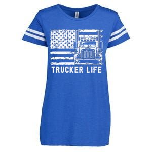 Trucker Life 18 Wheeler Freighter Truck Driver Enza Ladies Jersey Football T-Shirt