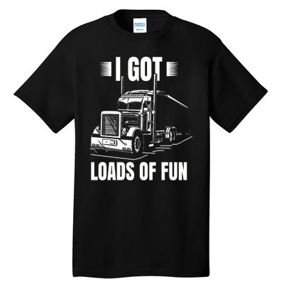 Trucker Lorry 18 Wheeler CDL Trailer Highway Truck Driver Tall T-Shirt