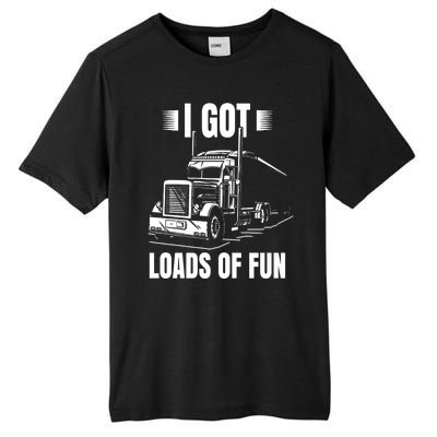 Trucker Lorry 18 Wheeler CDL Trailer Highway Truck Driver Tall Fusion ChromaSoft Performance T-Shirt