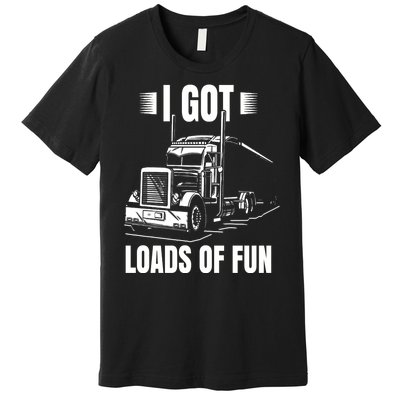 Trucker Lorry 18 Wheeler CDL Trailer Highway Truck Driver Premium T-Shirt