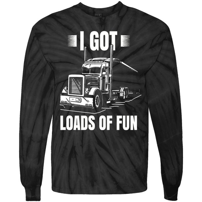 Trucker Lorry 18 Wheeler CDL Trailer Highway Truck Driver Tie-Dye Long Sleeve Shirt