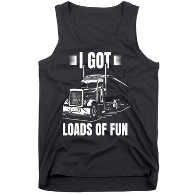 Trucker Lorry 18 Wheeler CDL Trailer Highway Truck Driver Tank Top