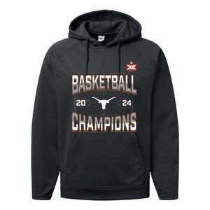 T.E.Xas Longhorns 2024 Big 12 Women’S Basketball Conference Tournament Champions Performance Fleece Hoodie