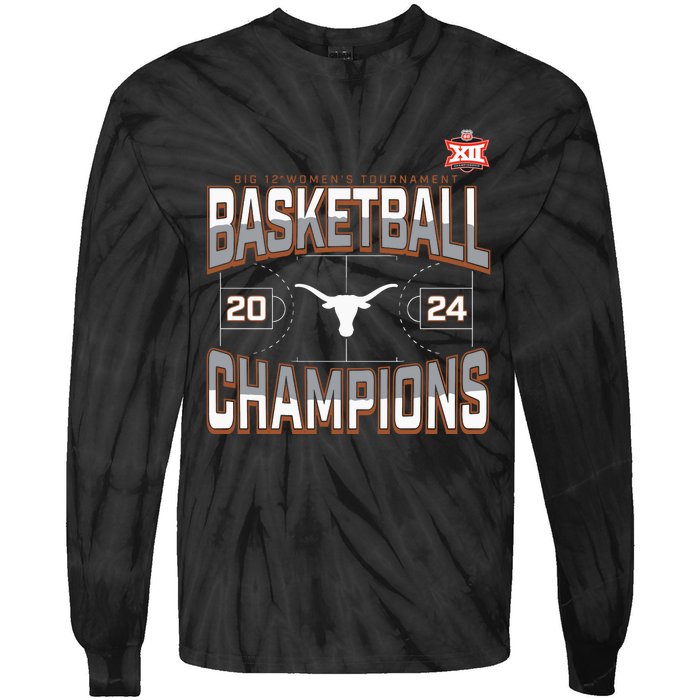 T.E.Xas Longhorns 2024 Big 12 Women’S Basketball Conference Tournament Champions Tie-Dye Long Sleeve Shirt