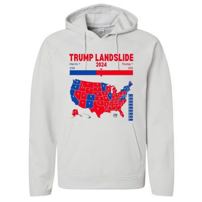 Trump Landslide 2024 Electoral Map 312 Winning Map Performance Fleece Hoodie