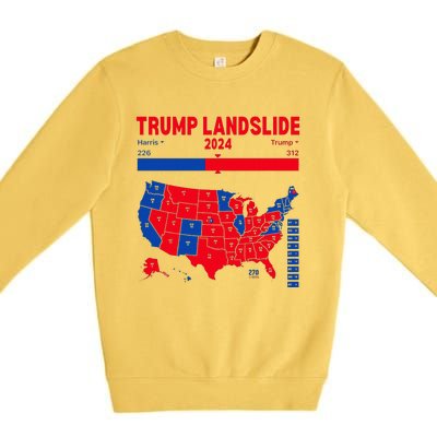 Trump Landslide 2024 Electoral Map 312 Winning Map Premium Crewneck Sweatshirt