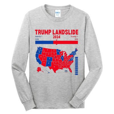 Trump Landslide 2024 Electoral Map 312 Winning Map Tall Long Sleeve T-Shirt