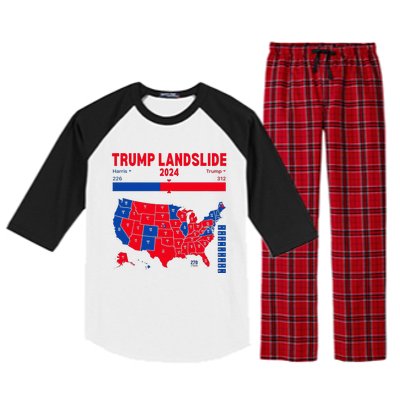 Trump Landslide 2024 Electoral Map 312 Winning Map Raglan Sleeve Pajama Set