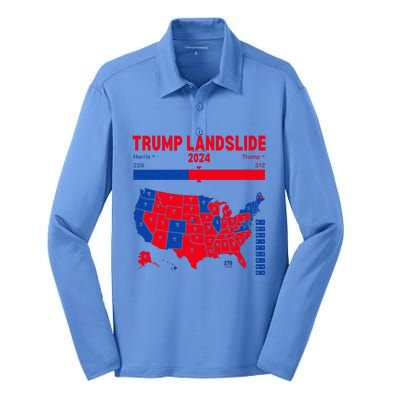 Trump Landslide 2024 Electoral Map 312 Winning Map Silk Touch Performance Long Sleeve Polo