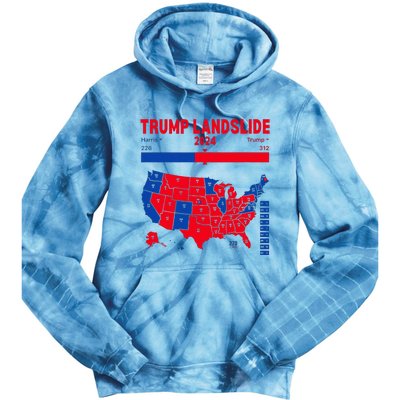 Trump Landslide 2024 Electoral Map 312 Winning Map Tie Dye Hoodie