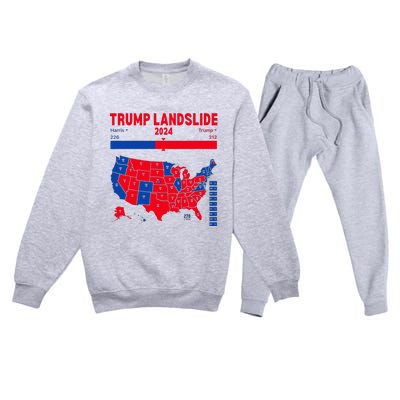 Trump Landslide 2024 Electoral Map 312 Winning Map Premium Crewneck Sweatsuit Set