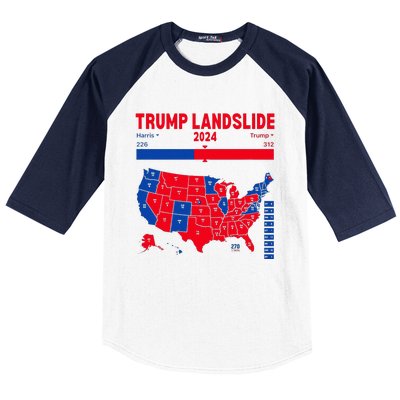 Trump Landslide 2024 Electoral Map 312 Winning Map Baseball Sleeve Shirt