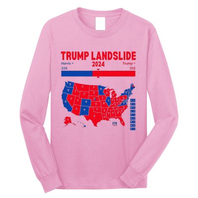 Trump Landslide 2024 Electoral Map 312 Winning Map Long Sleeve Shirt