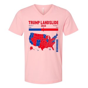 Trump Landslide 2024 Electoral Map 312 Winning Map V-Neck T-Shirt