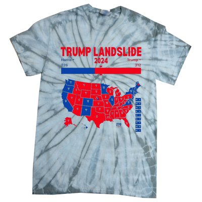 Trump Landslide 2024 Electoral Map 312 Winning Map Tie-Dye T-Shirt