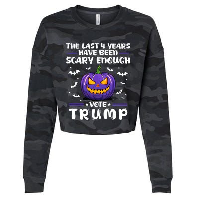 The Last 4 Years Have Been Scary Enough Vote Trump Halloween Cropped Pullover Crew