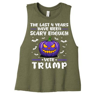 The Last 4 Years Have Been Scary Enough Vote Trump Halloween Women's Racerback Cropped Tank