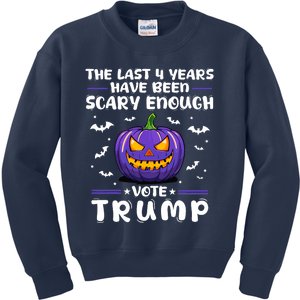 The Last 4 Years Have Been Scary Enough Vote Trump Halloween Kids Sweatshirt