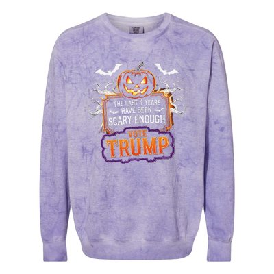 The Last 4 Years Have Been Scary Enough Pumping Trump Usa Colorblast Crewneck Sweatshirt