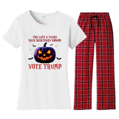 The Last 4 Years Have Been Scary Enough Vote Trump In 2024 Women's Flannel Pajama Set