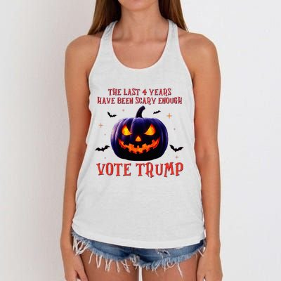 The Last 4 Years Have Been Scary Enough Vote Trump In 2024 Women's Knotted Racerback Tank