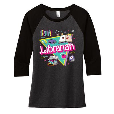 Teacher Librarian 90s Bookish Pink Doll Reading Books Outfit Women's Tri-Blend 3/4-Sleeve Raglan Shirt