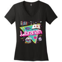 Teacher Librarian 90s Bookish Pink Doll Reading Books Outfit Women's V-Neck T-Shirt