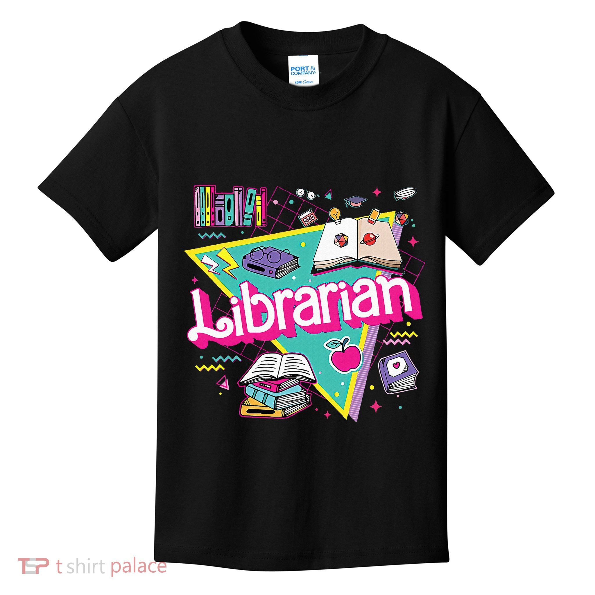 Teacher Librarian 90s Bookish Pink Doll Reading Books Outfit Kids T-Shirt