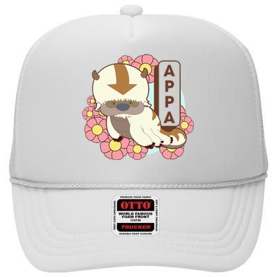 The Last Airbender Appa Floral Poster High Crown Mesh Back Trucker Hat