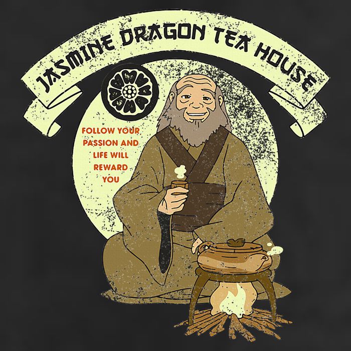 The Last Airbender Iroh Jasmine Dragon Tea House 7 Panel Mesh Trucker Snapback Hat