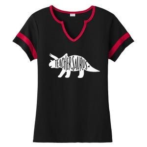 Teachersaurus Like A Normal Teacher Awesome Dinosaur Teacher Ladies Halftime Notch Neck Tee