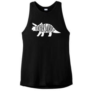 Teachersaurus Like A Normal Teacher Awesome Dinosaur Teacher Ladies PosiCharge Tri-Blend Wicking Tank