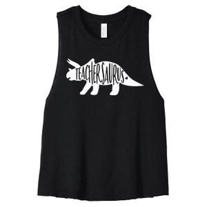 Teachersaurus Like A Normal Teacher Awesome Dinosaur Teacher Women's Racerback Cropped Tank