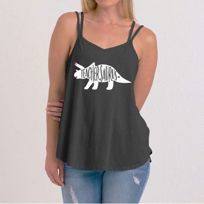 Teachersaurus Like A Normal Teacher Awesome Dinosaur Teacher Women's Strappy Tank