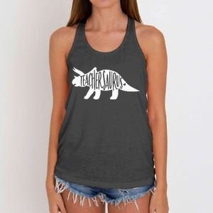 Teachersaurus Like A Normal Teacher Awesome Dinosaur Teacher Women's Knotted Racerback Tank