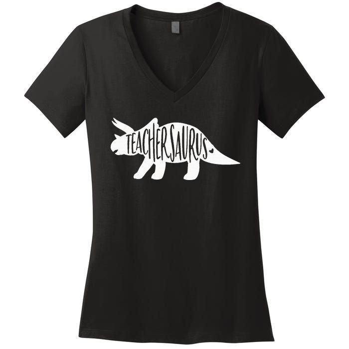 Teachersaurus Like A Normal Teacher Awesome Dinosaur Teacher Women's V-Neck T-Shirt