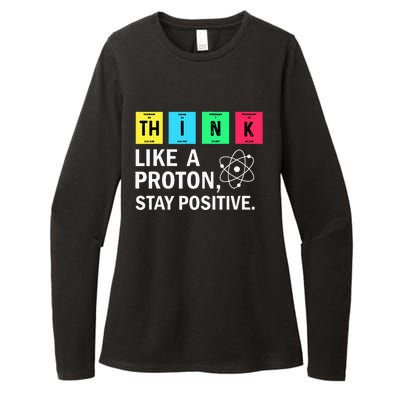 Think Like A Proton Stay Positive Funny Science Womens CVC Long Sleeve Shirt