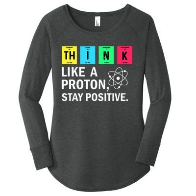 Think Like A Proton Stay Positive Funny Science Women's Perfect Tri Tunic Long Sleeve Shirt