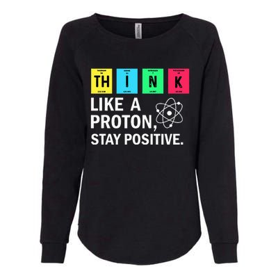 Think Like A Proton Stay Positive Funny Science Womens California Wash Sweatshirt