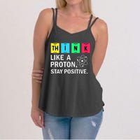 Think Like A Proton Stay Positive Funny Science Women's Strappy Tank