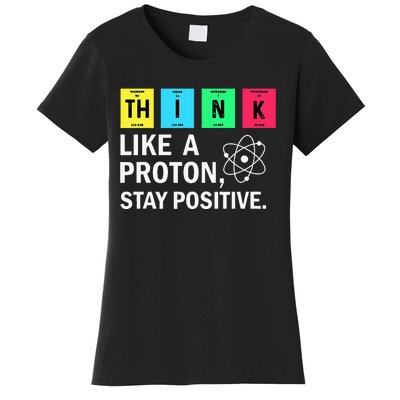 Think Like A Proton Stay Positive Funny Science Women's T-Shirt