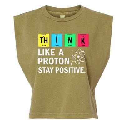 Think Like A Proton Stay Positive Funny Science Garment-Dyed Women's Muscle Tee