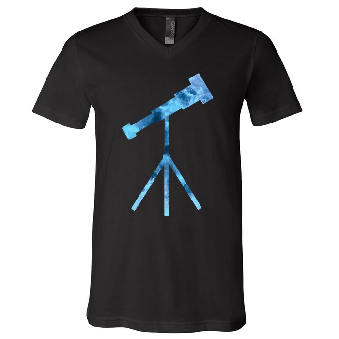 Telescope Lover Astronomy Eclipse Astronomer Stars Galaxy V-Neck T-Shirt