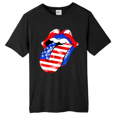 Tongue Lips American Flag 4th Of July Proud Tie Dye Tall Fusion ChromaSoft Performance T-Shirt