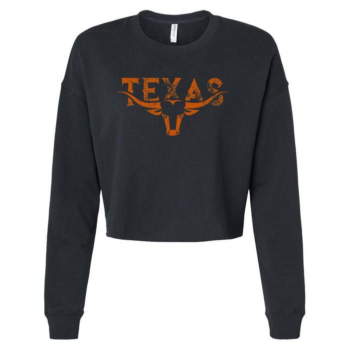 Texas Longhorn Austin Pride Texas Longhorn Bull Horn Cropped Pullover Crew