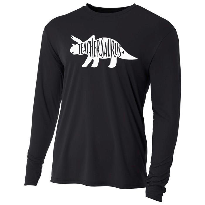 Teachersaurus Like A Normal Teacher Awesome Dinosaur Teacher Cooling Performance Long Sleeve Crew