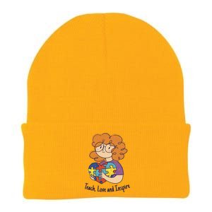 Teach Love And Inspire Teacher Autism Knit Cap Winter Beanie