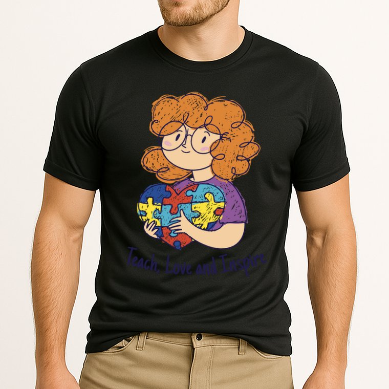 Teach Love And Inspire Teacher Autism Cooling Performance Crew T-Shirt