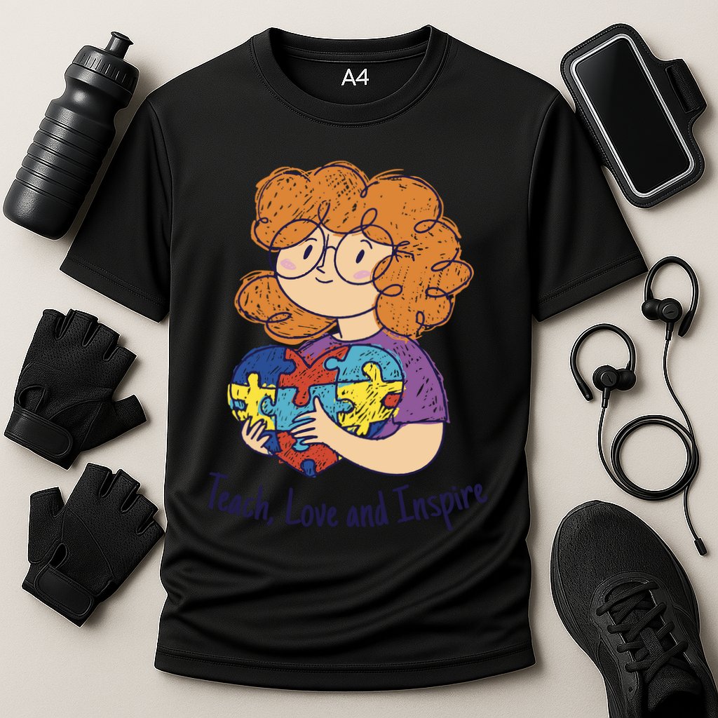 Teach Love And Inspire Teacher Autism Cooling Performance Crew T-Shirt