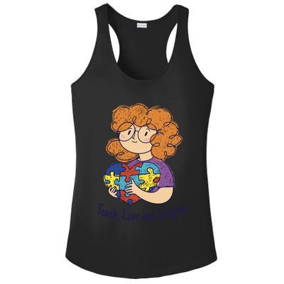 Teach Love And Inspire Teacher Autism Ladies PosiCharge Competitor Racerback Tank